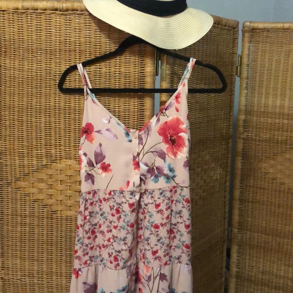 EUC button down floral midi dress